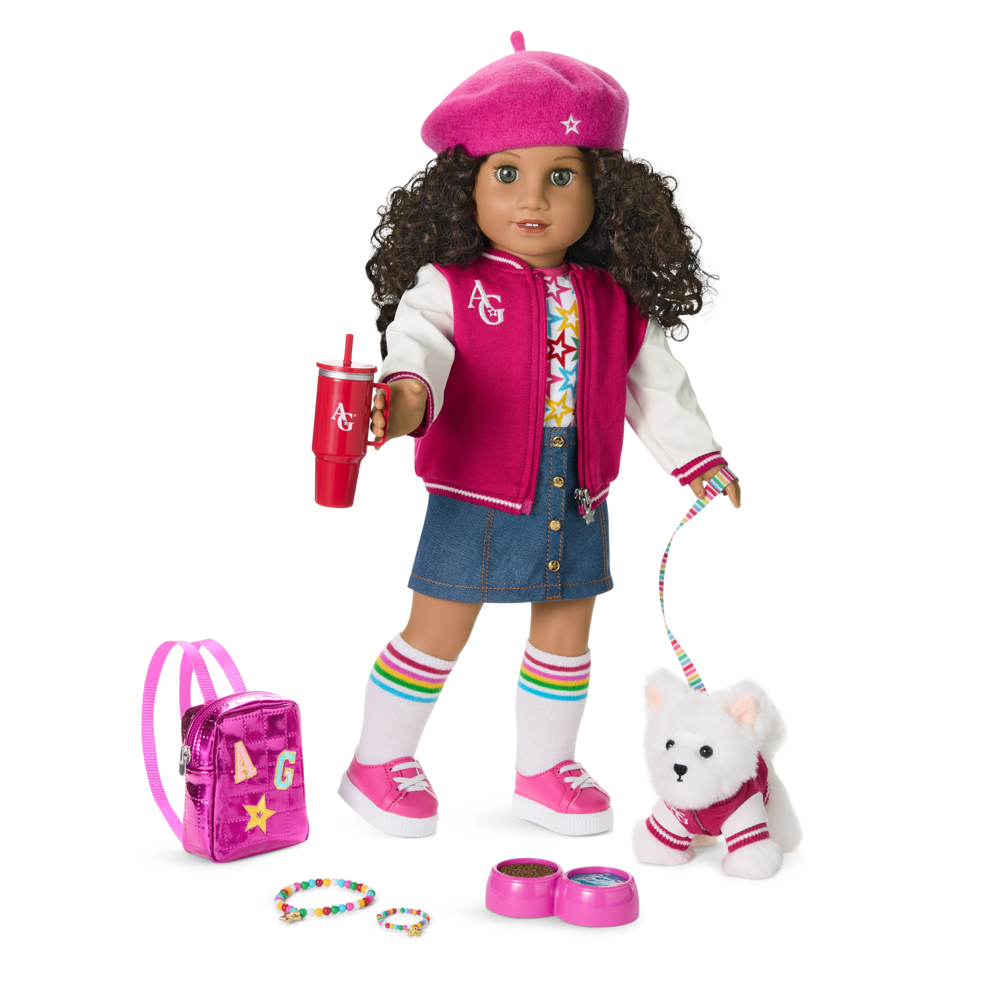 Truly Me 18-Inch Doll #132, Puppy, Mini Backpack & Accessories Ag Star Squad Bundle