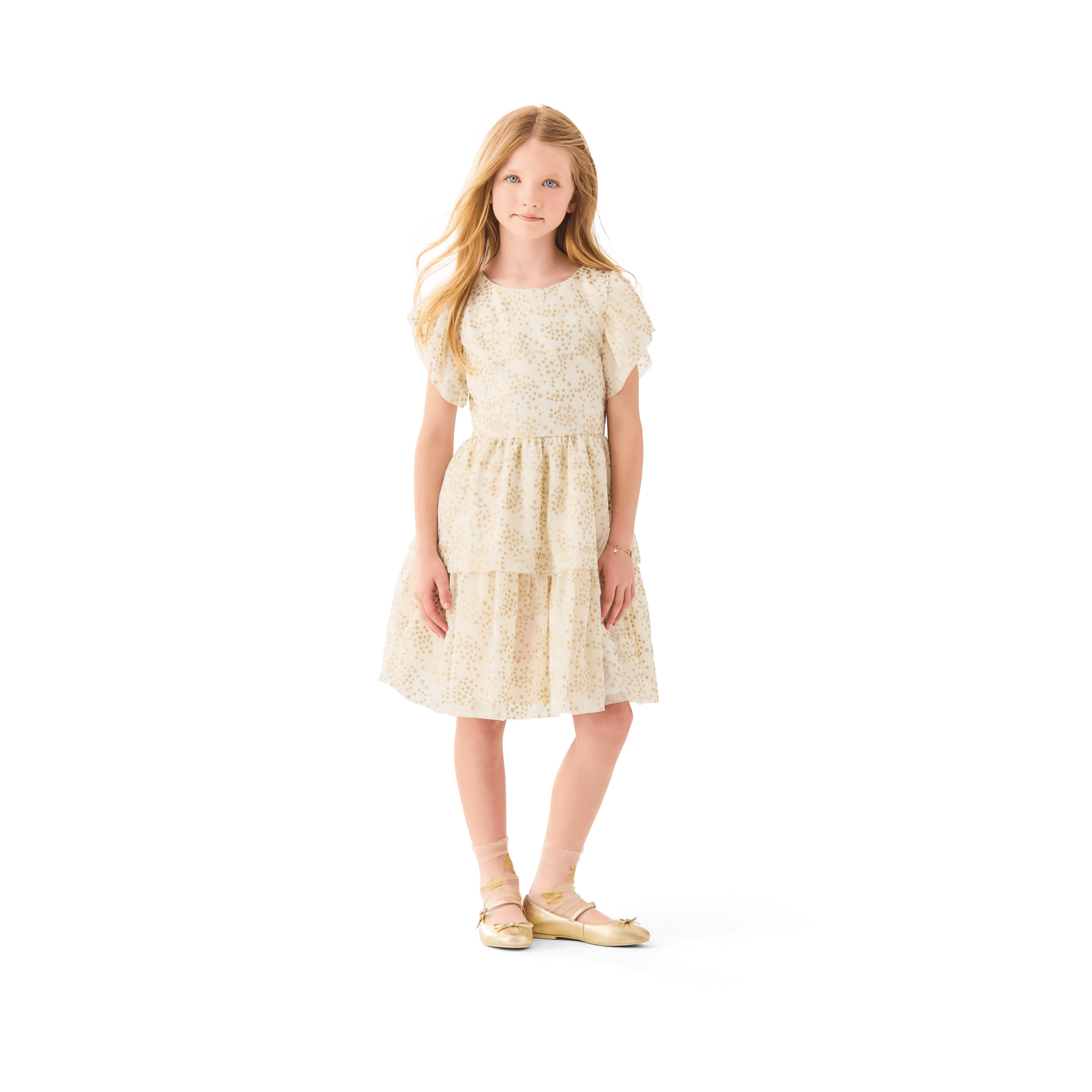 American Girl X Janie And Jack Sparkly Cream Celebration Dress For Little Girls & Girls