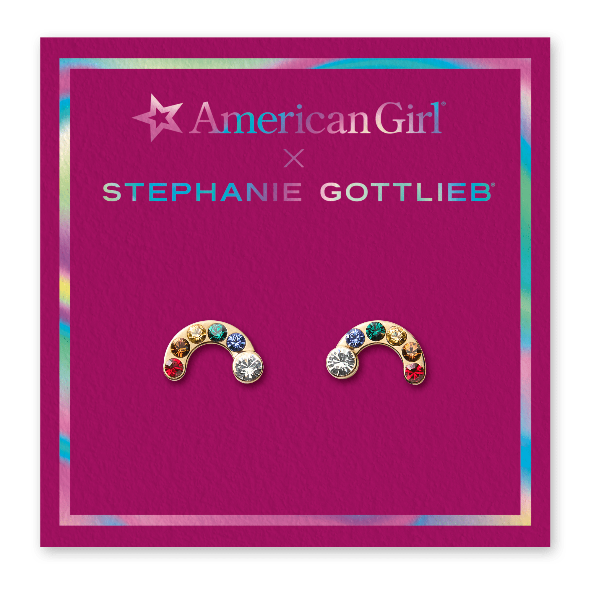 American Girl X Stephanie Gottlieb Radiant Rainbow Stud Earrings For Girls - Image 2