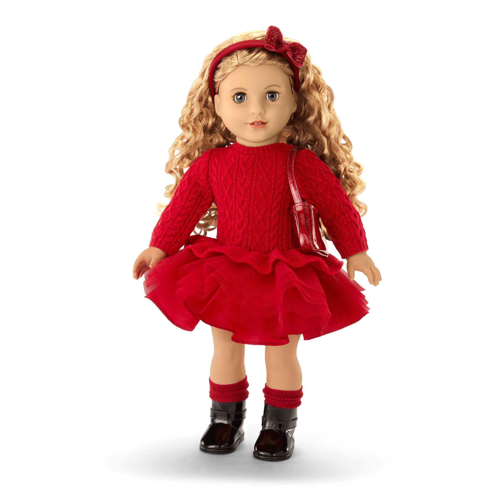 American Girl X Something Navy Crimson Sparkle Sweater Dress For 18-Inch Dolls - Image 2