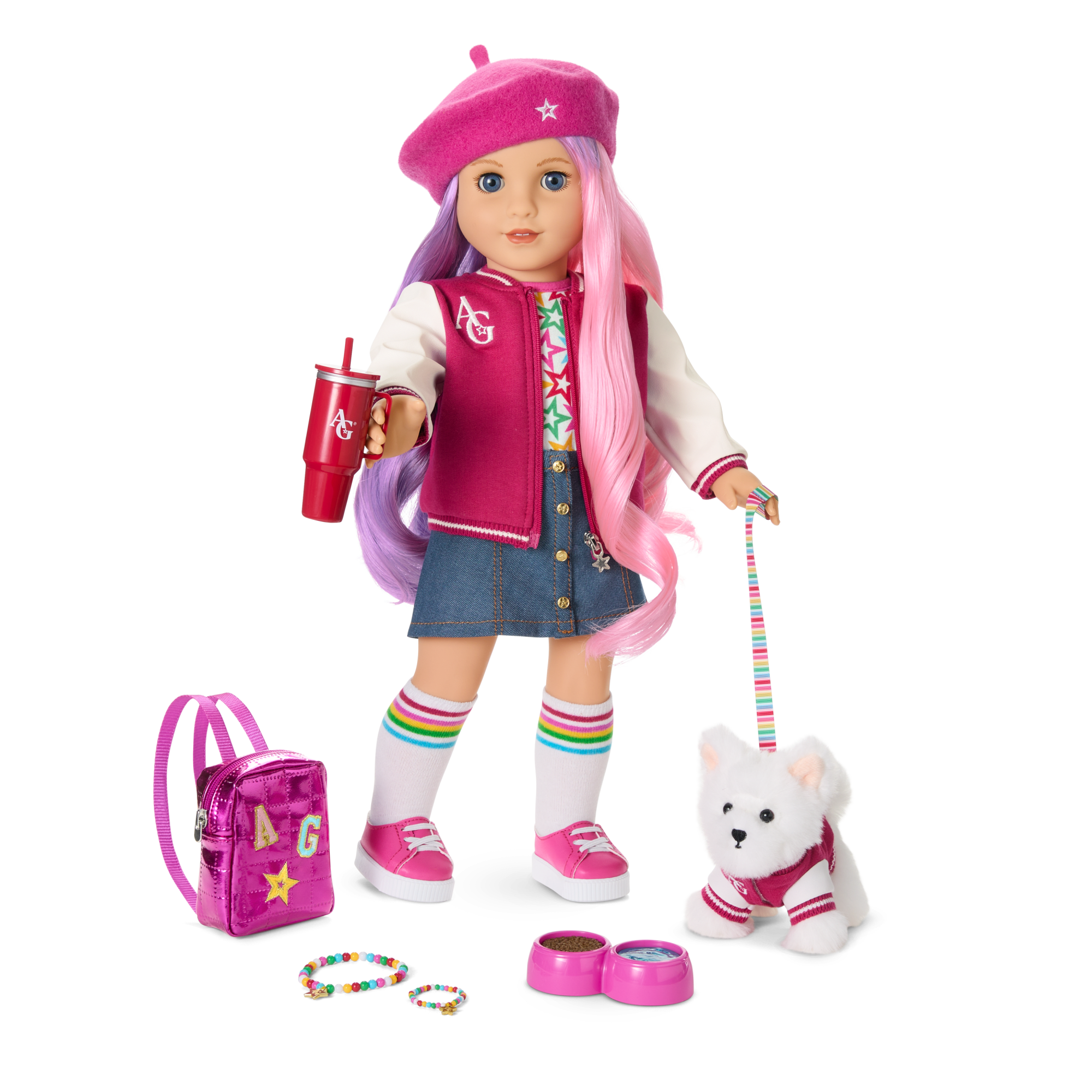 Truly Me 18-Inch Doll #116, Puppy, Mini Backpack & Accessories Ag Star Squad Bundle