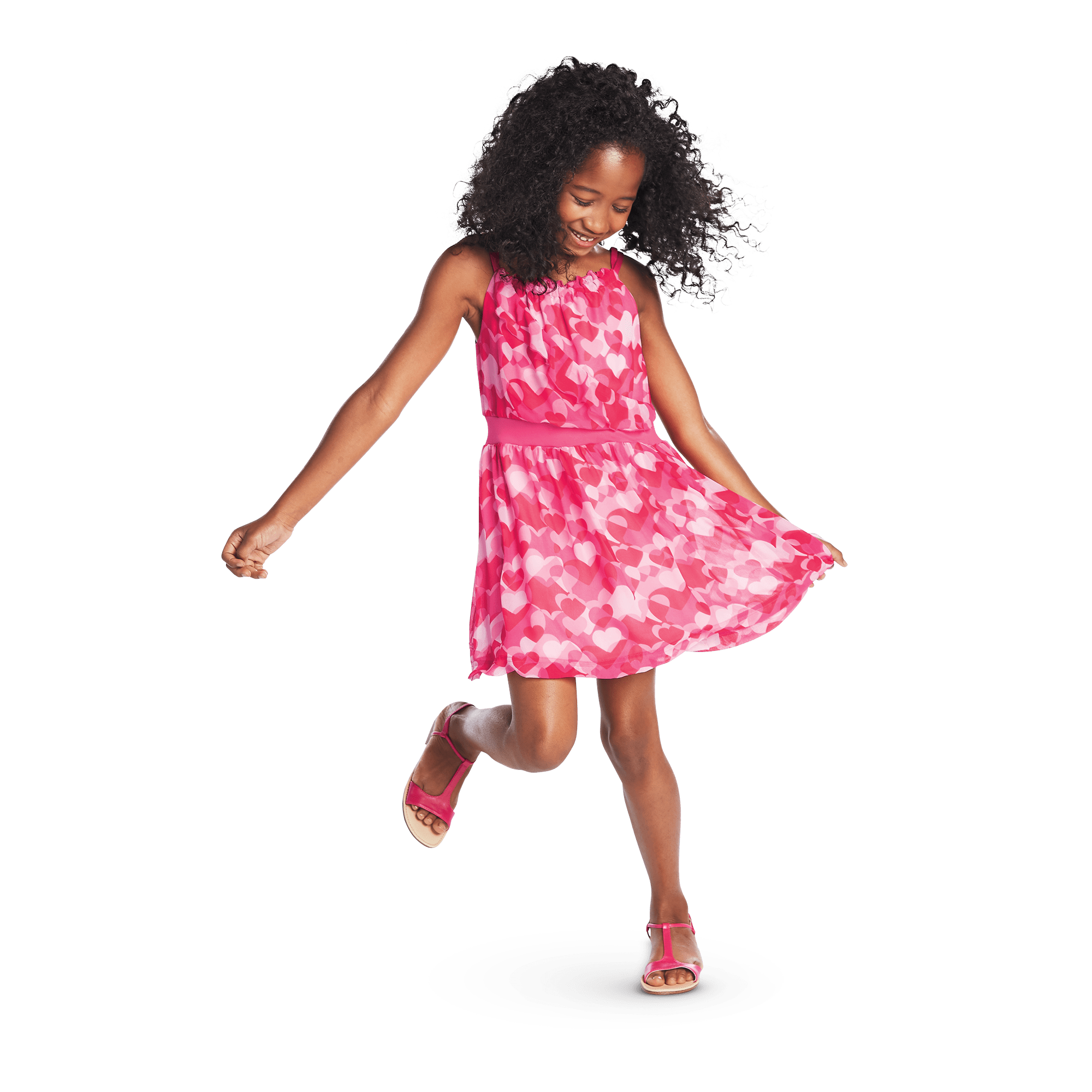 Red Hearts Ruffle Dress For Girls - Image 2