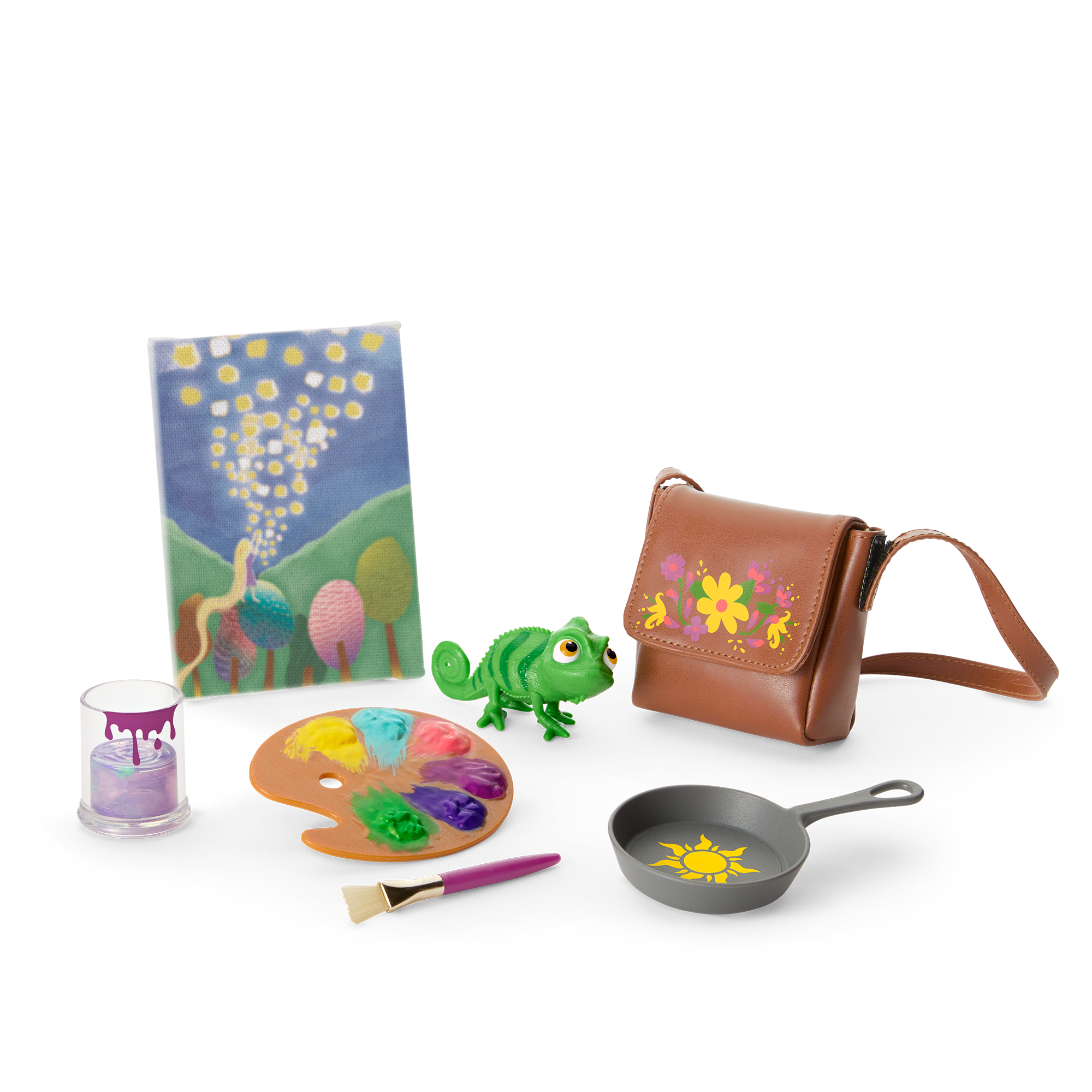 American Girl Disney Princess Rapunzel Painting Accessories & Pascal For 18-Inch Dolls