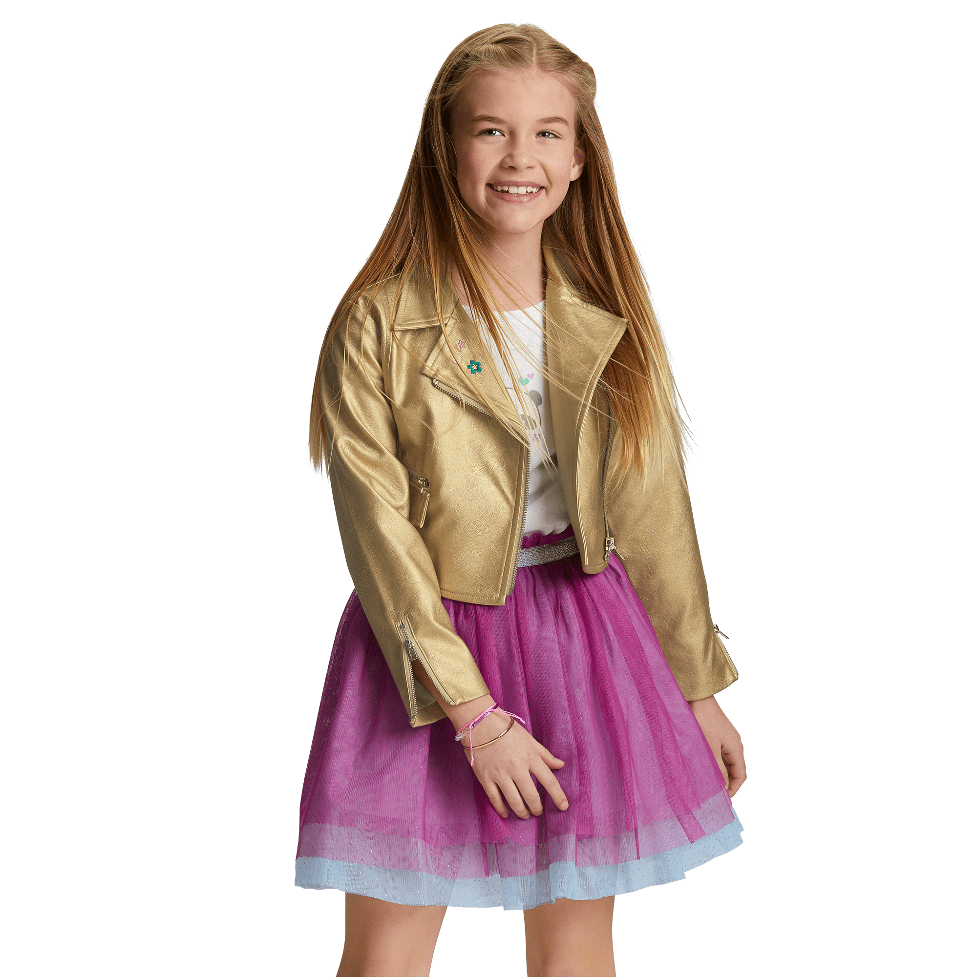 Gold Moto Jacket For Girls