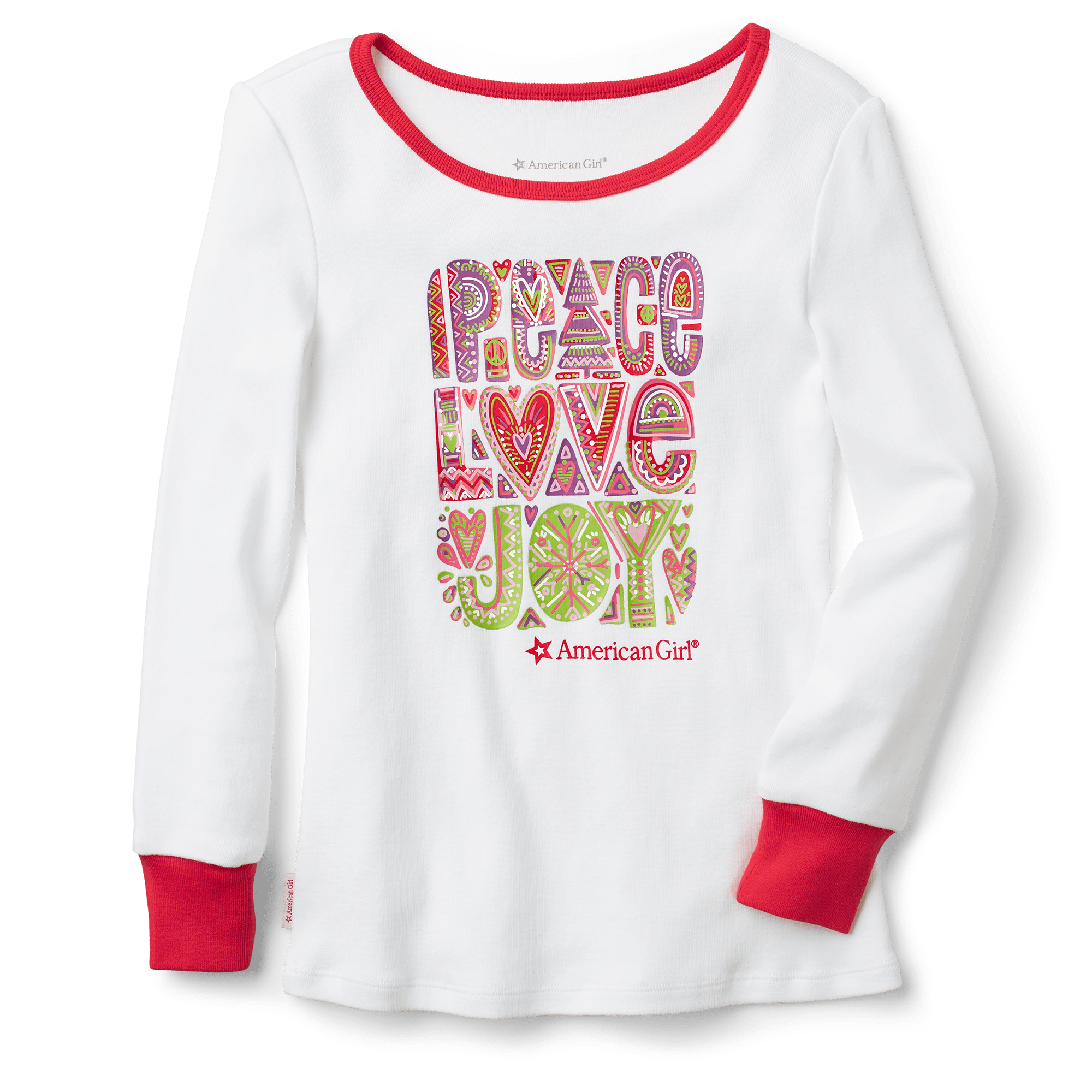Peace, Love & Joy Pj Top For Girls - Image 3