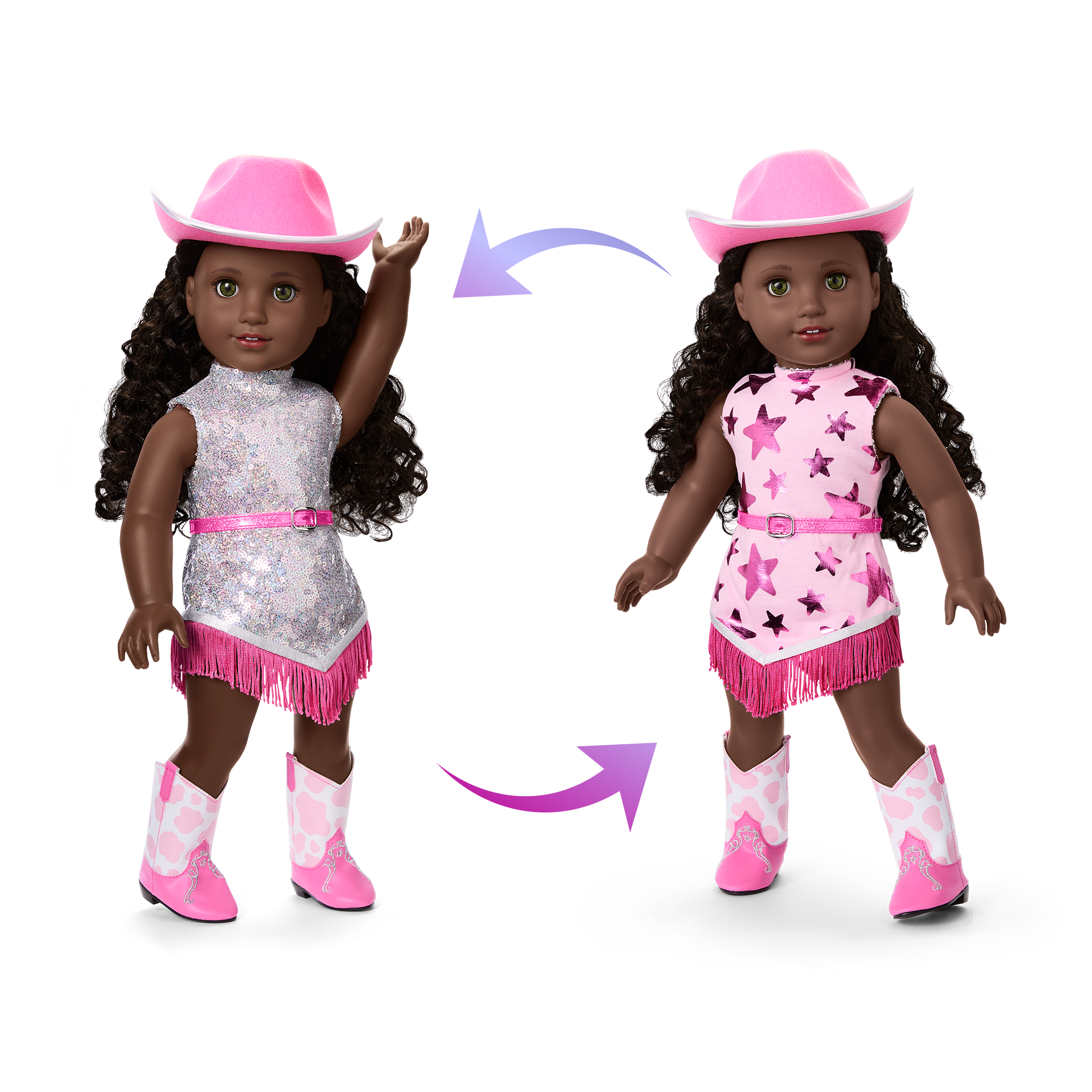 Glam Pink Cowgirl Outfit For 18-Inch Dolls - Image 3