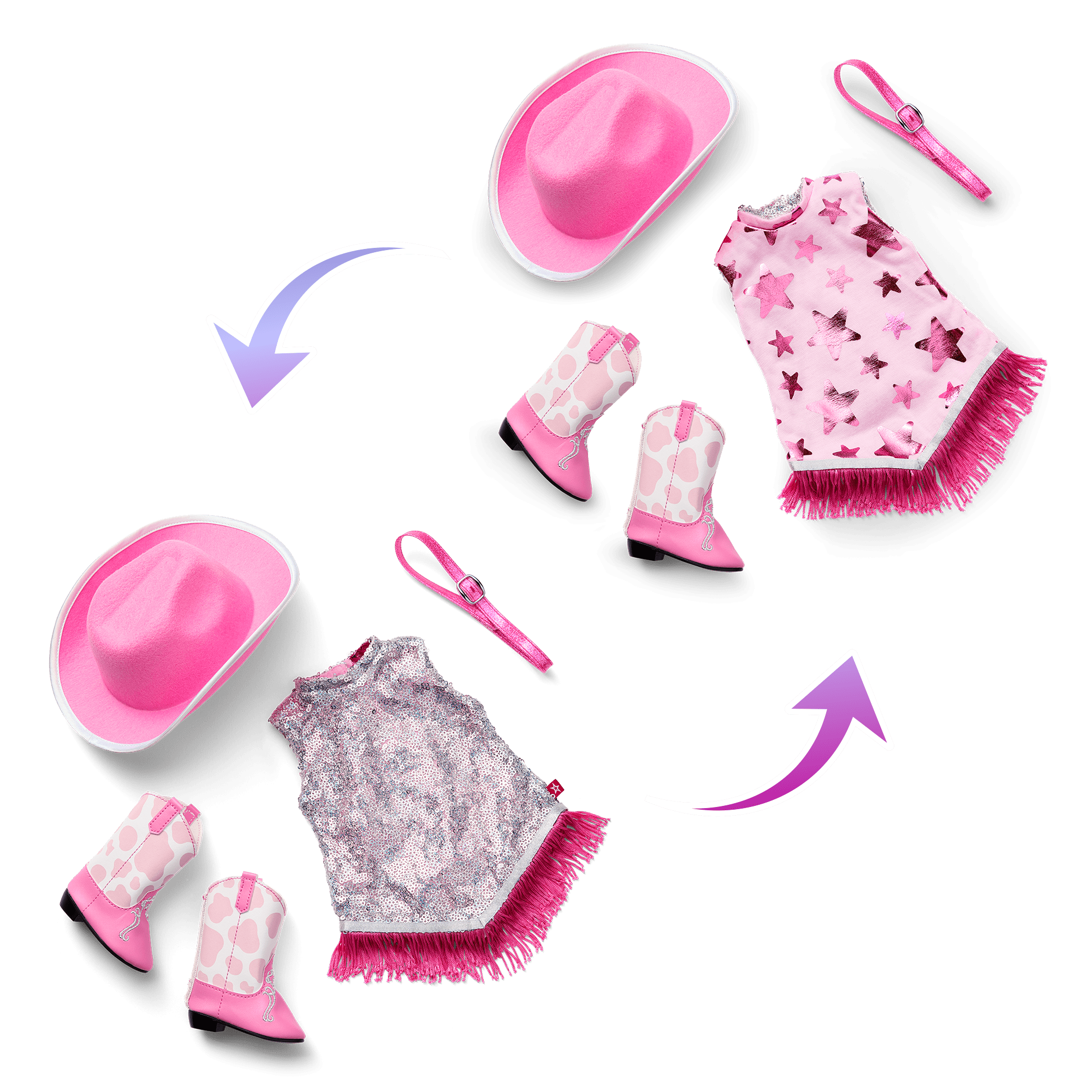 Glam Pink Cowgirl Outfit For 18-Inch Dolls - Image 2