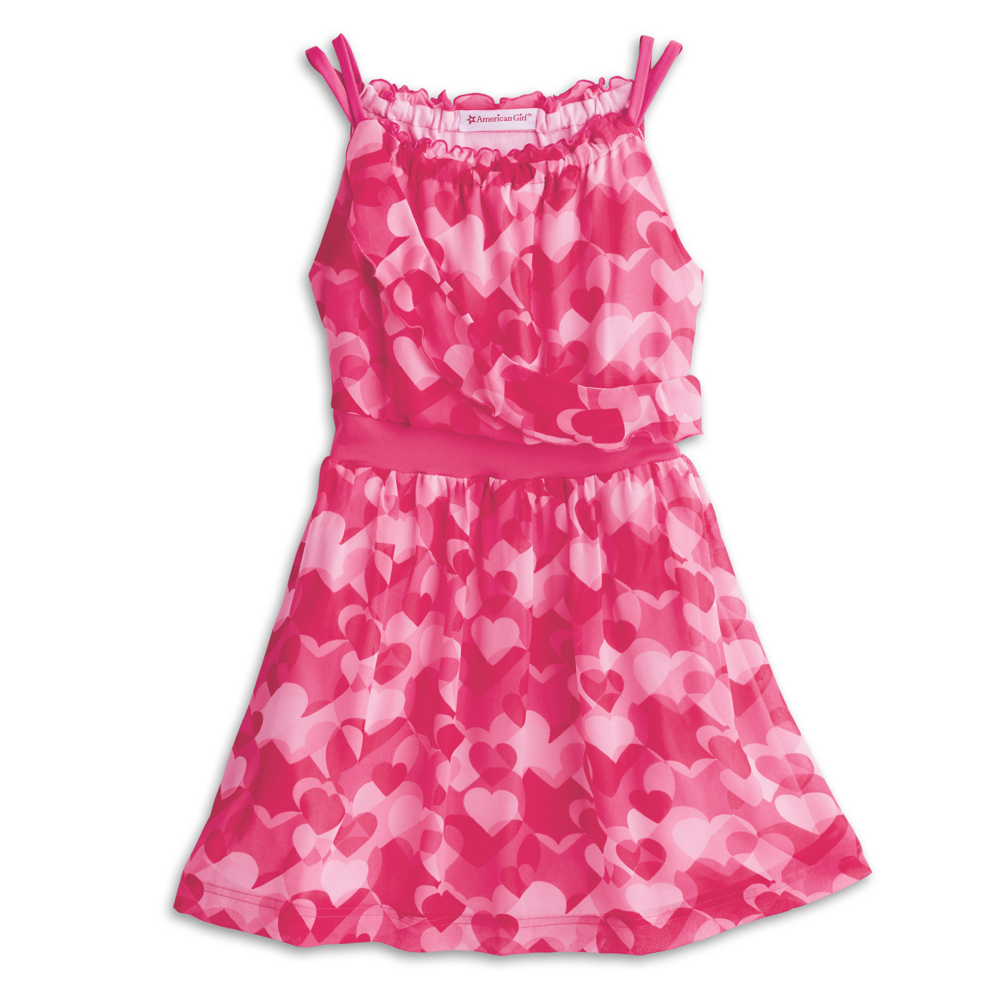 Red Hearts Ruffle Dress For Girls